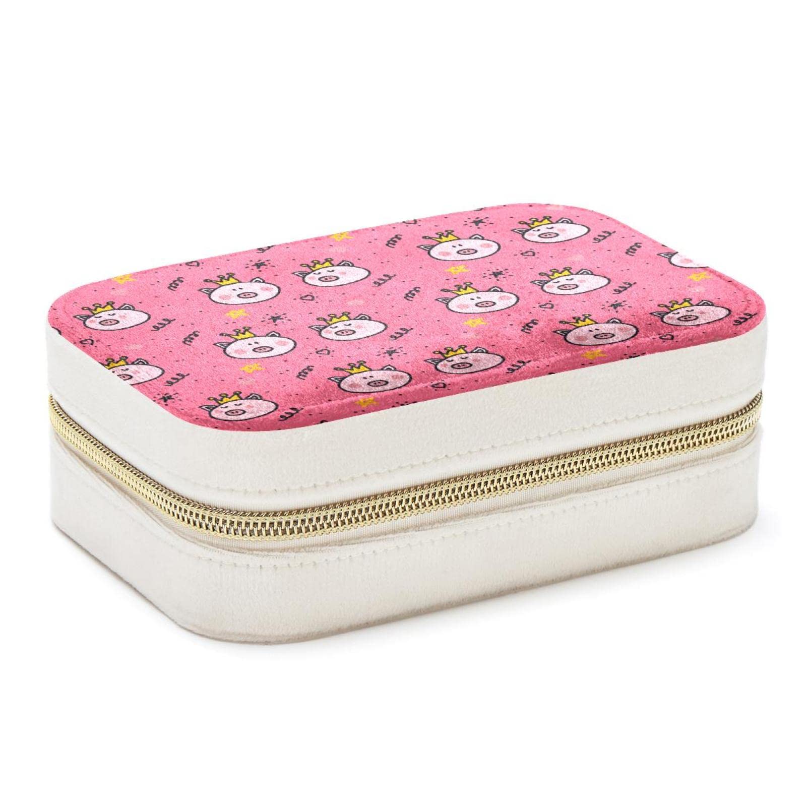 Boîte à bijoux cochon couronne rose pour fille et femme