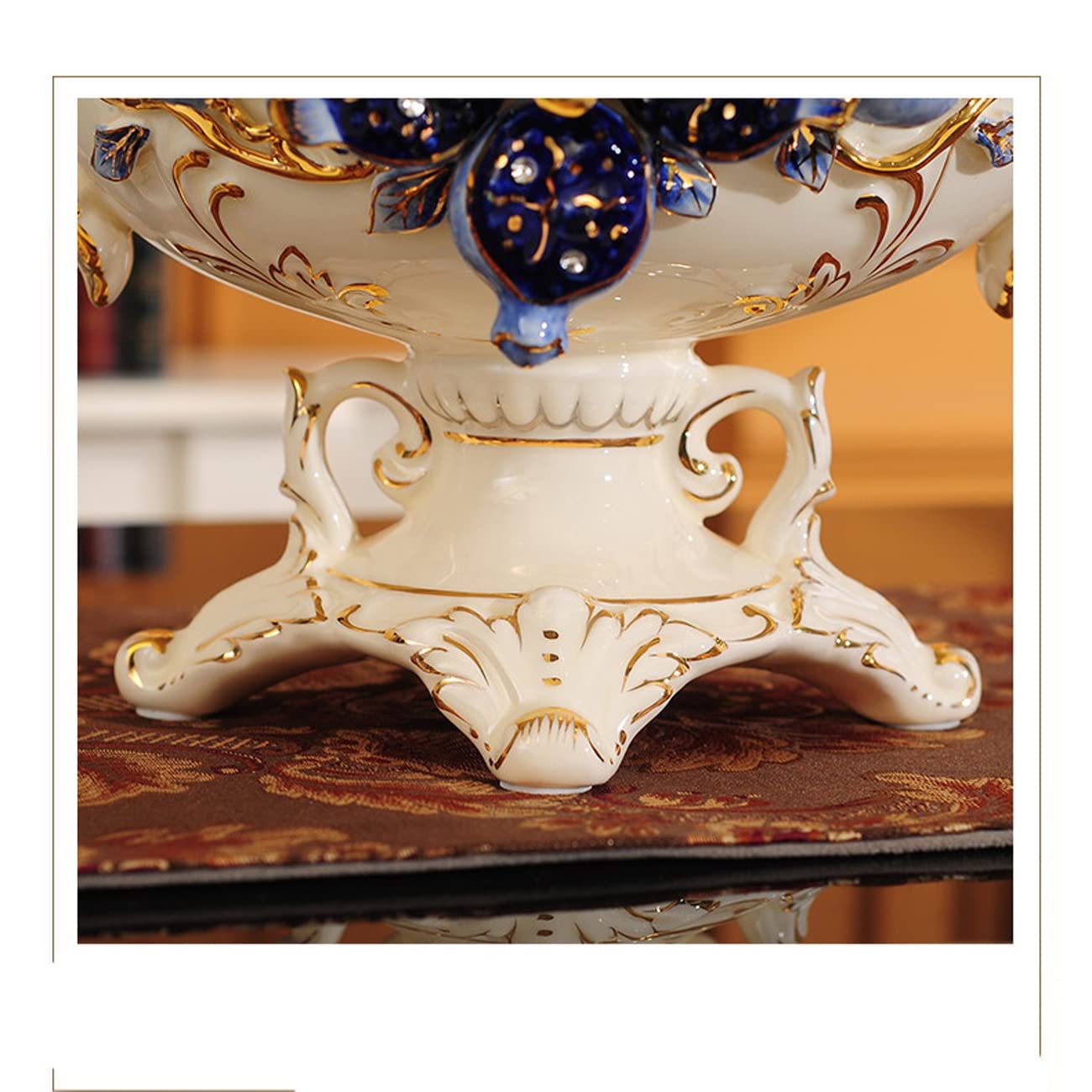 Miska na owoce, niebieska granatowa dekoracja przekąski słodycze taca do serwowania, wysokiej klasy binauralna ceramiczna orzechy suszone
