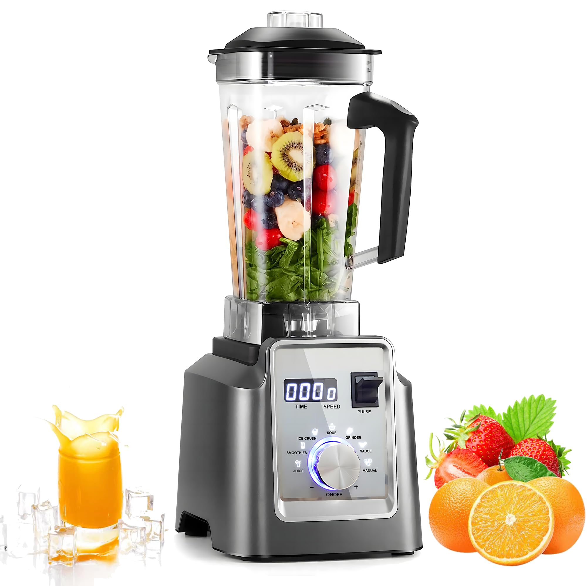 Blender Smoothie 2200 W profesjonalny blender mocny wielofunkcyjny mikser 2 l pojemność 6 ostrzy 6 predefiniowanych programów 9 prędkości