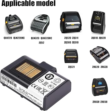 ZQ520 QLN320 Battery for Zebra QLN220 QLn220HC QLN320 QLn320HC ZQ500 ZQ510 ZQ520 ZQ610 ZQ620 ZR628 ZR638 ZR658 ZR668 ZQ521 ZQ511 ZQ52 3400mAh