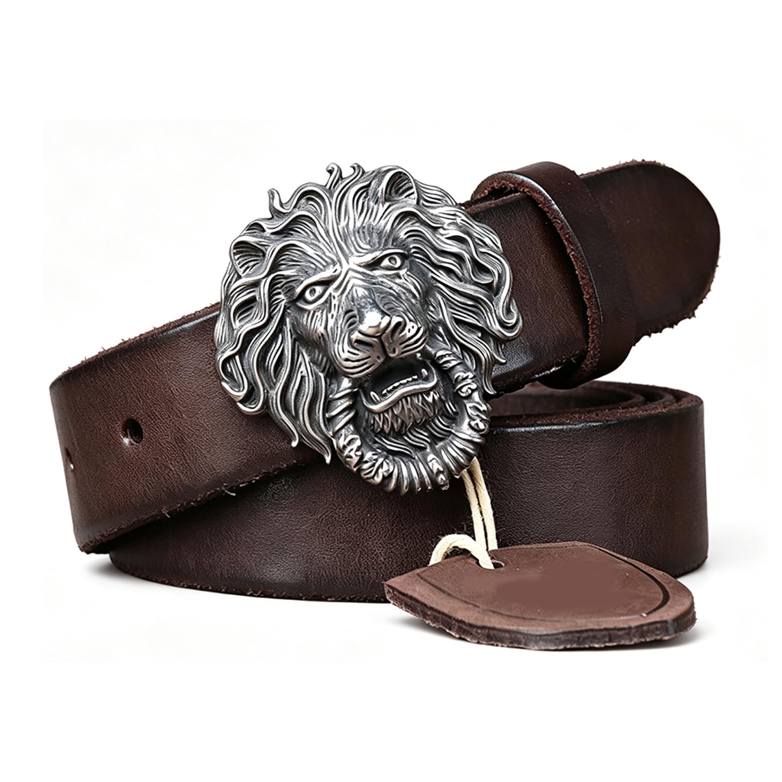 Cinturón Occidental para Hombre Mujeres, Cinturón De Piel De Vacuno Cinturones Vaquero De Cuero con Hebilla Vintage,Cinturón Casual para Pantalones Vaqueros Jeans,Marrón,115CM/45.3''