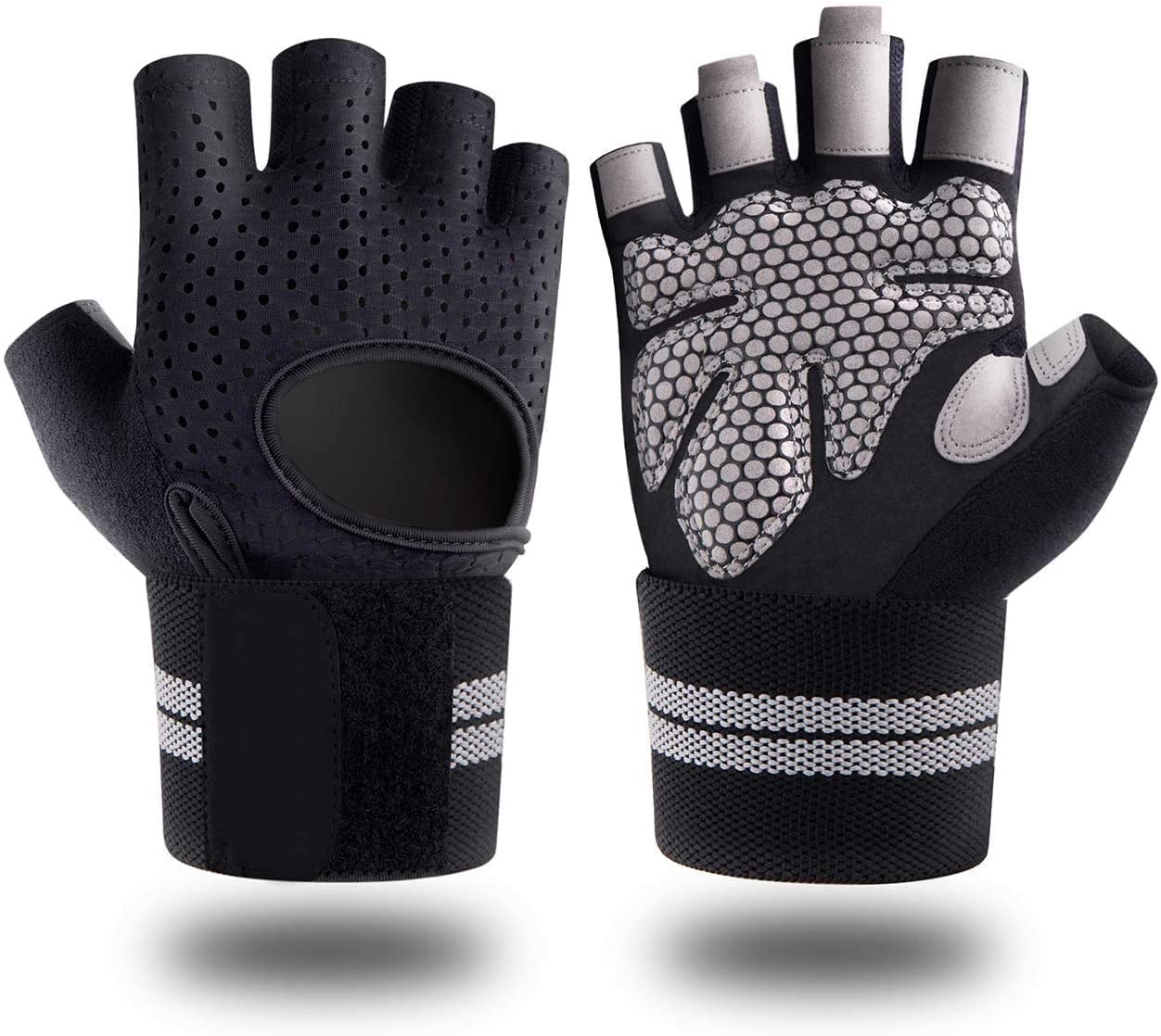 Leosportz Gym Gloves for Men Workout - Weight Lifting Workout Gloves with Wrist Support | Provided Full Protection to Palm Breathable | Silicon Padded Gloves for Gym Enthusiast (Black n White, M) (B0BC3SC86M) Amazon Price History, Amazon Price Tracker