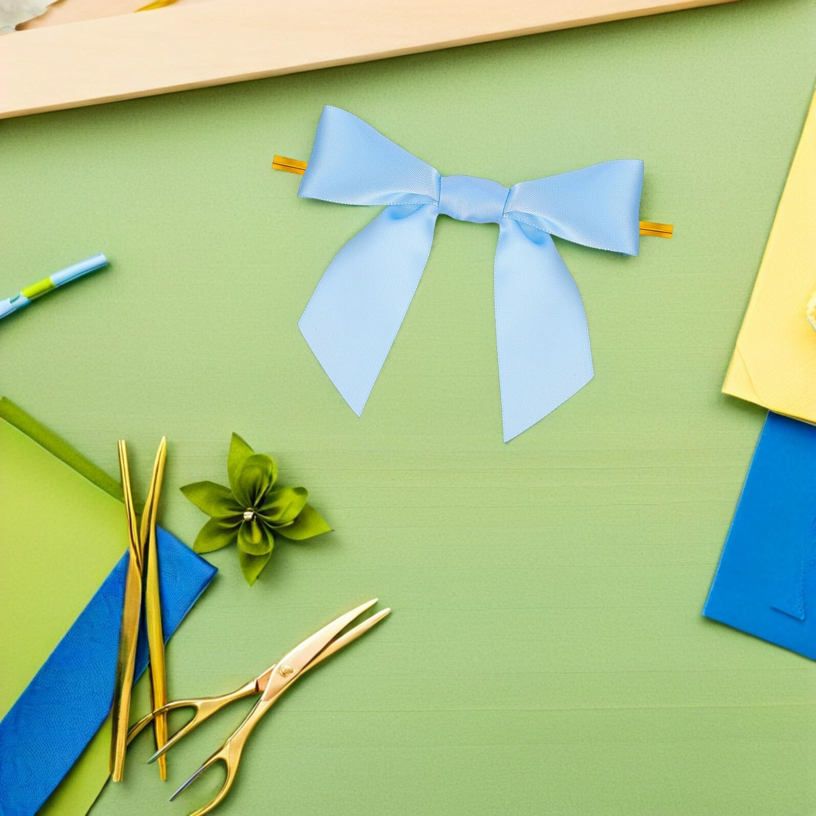Holibanna 100 Fiocchi Nastro Pre-Annodati Azzurri per Sacchetti Regalo Decorazioni Fai da Te e Bomboniere Confezione All’Ingrosso per Feste Compleanni e Imballaggi Veloci