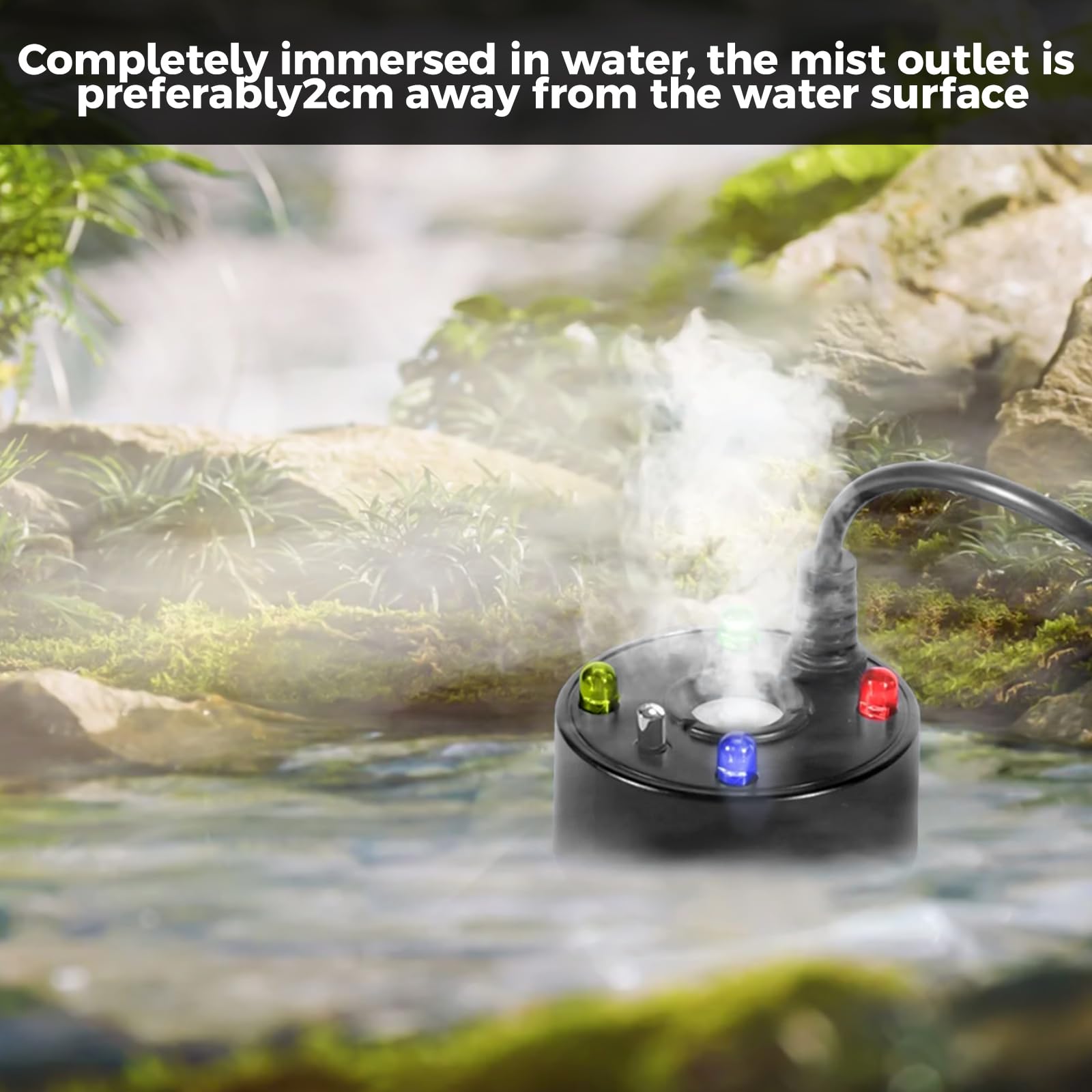 Mini Mist Maker, DC 5V Water Fountain Pond Fog Machine Atomizer, 4 LED Mister Fogger Air Humidifier - Image 4