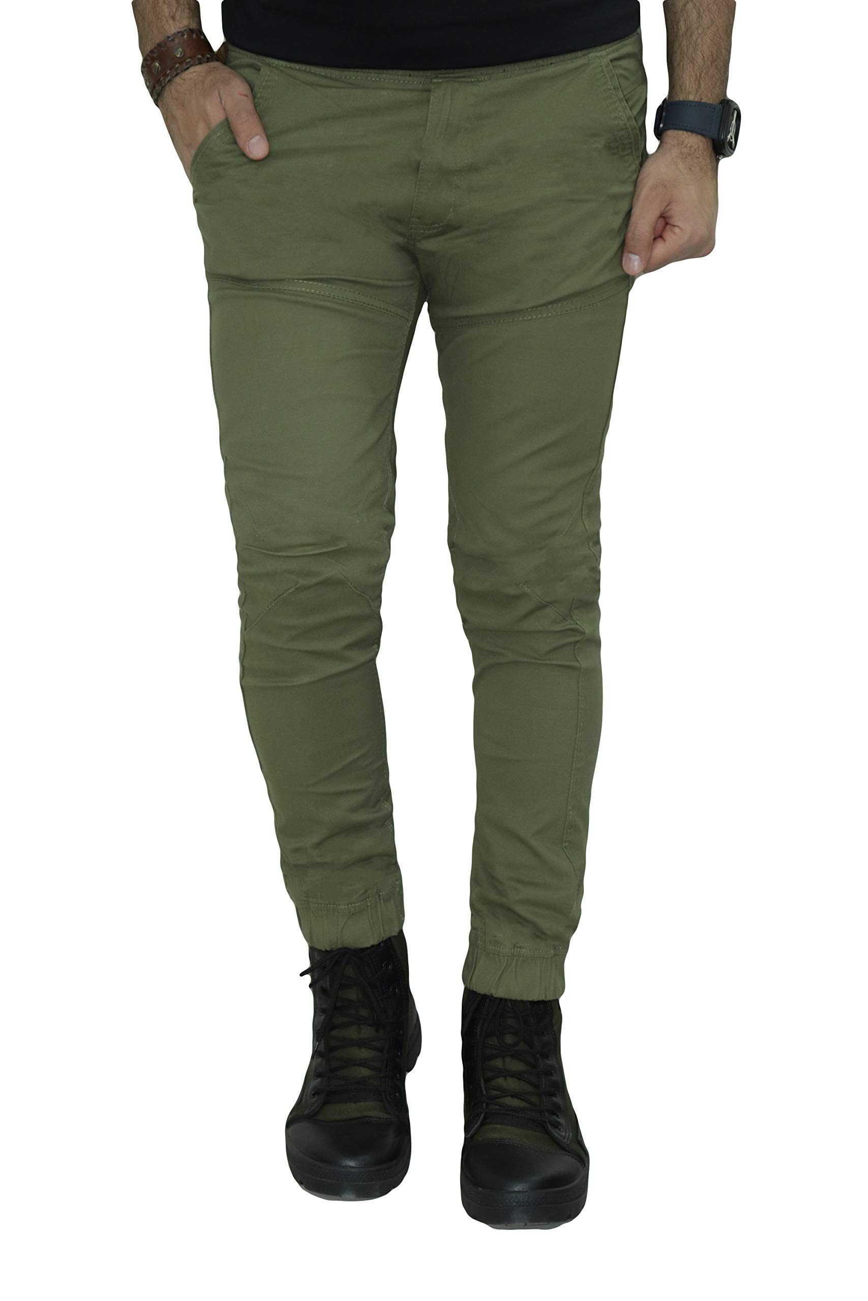 Hymen Legions 6 Pocket Regular Fit Cotton Cargo Jogger Pants for Men. Design for Casual and Sporty Looks. (Green)