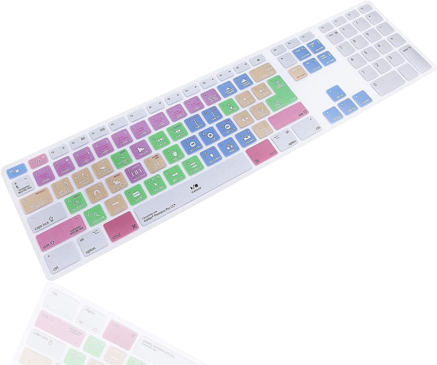 English Silicone Premiere Pro CC Shortcuts Hotkey Keyboard Cover Skin for iMac G6 MB110LL/B MB110LL/A A1243 Keyboard with Numeric Keypad NumberPad(US and EU Version)