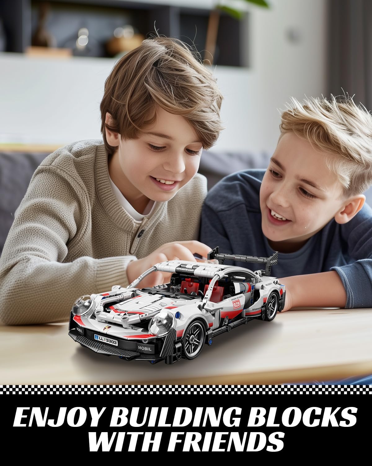 Nueris 1:18 Technic Super Sports Cars Model Sets - 455 PCS Black Gold MOC Building Block Car Raceing Engineering Toys - Gift Idea for Adults Boys Girls for Play and Display Collection