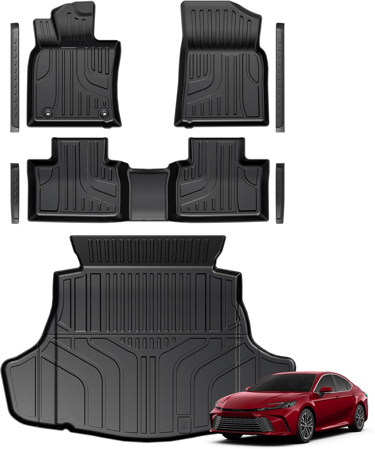 Floor Mats for Toyota Camry 2025-2026, All Weather Floor Mats Trunk Cargo Liner and Door Sill Guards Accessories, Full Coverage Set