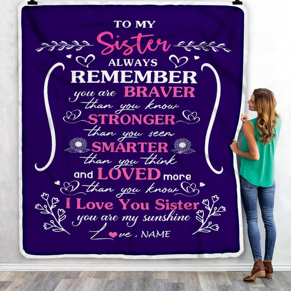 Personalized 'To My Sister' Flannel Blanket | Custom Name Throw Blanket | 4 Sizes Up To 60"x80" | Gift For Sister