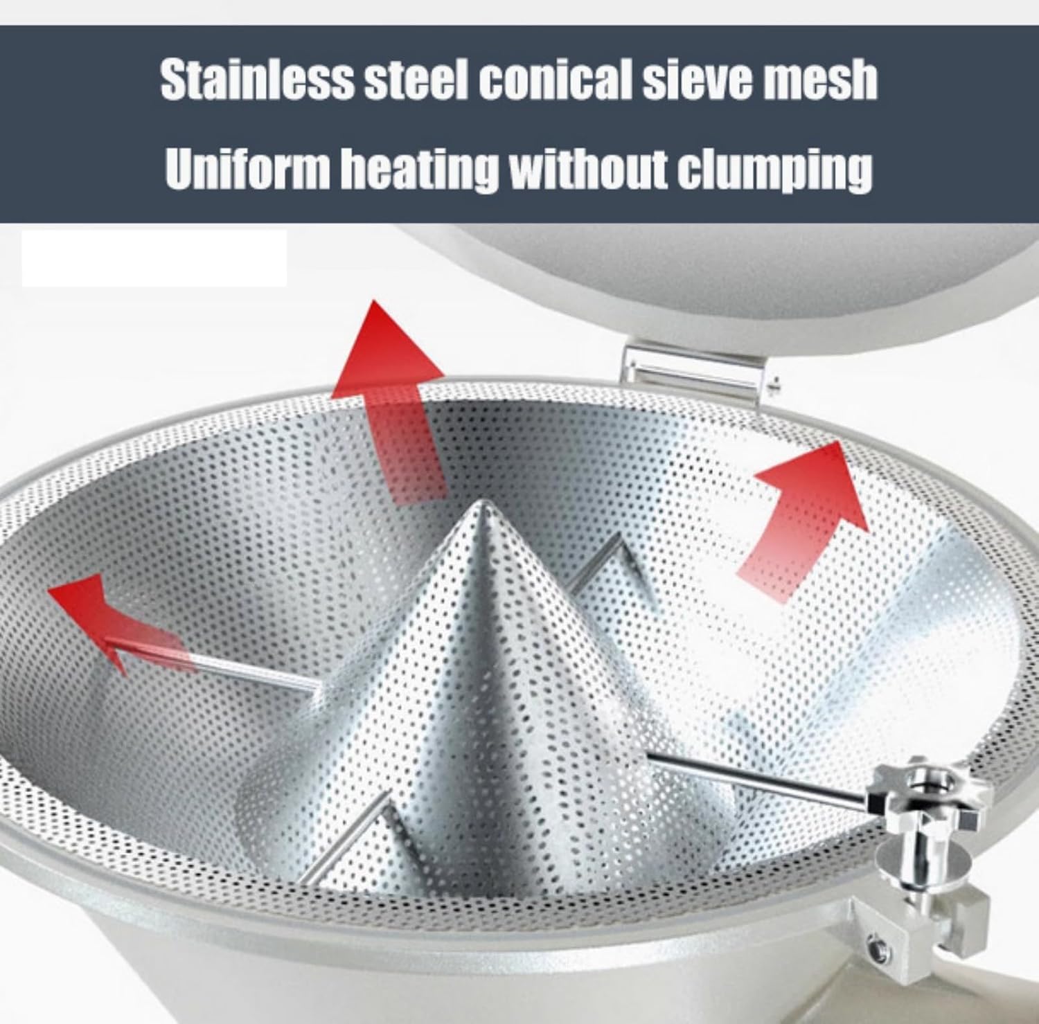 Stainless steel conical sieve mesh for uniform heating