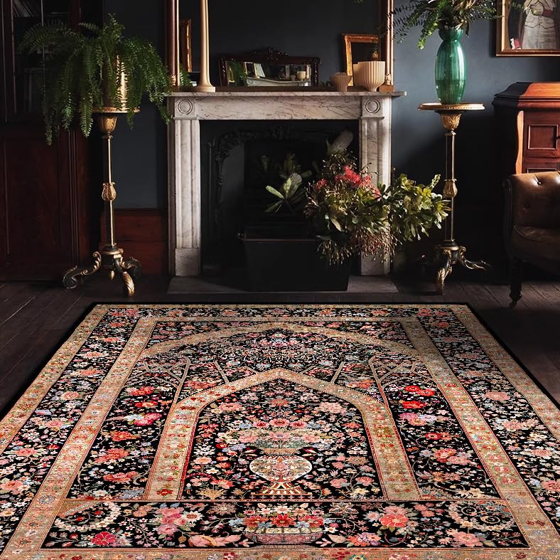 Tapis antidérapant intérieur à poils courts 120x170 pour salon moderne et coloré