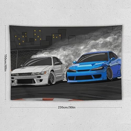 Miniatura 2 de QLAZO Drifting S13 y S15 Jdm - Tapiz para colgar en la pared, cortina para colgar en la pared, decoración de dormitorio, hogar, sala de estar, tapiz