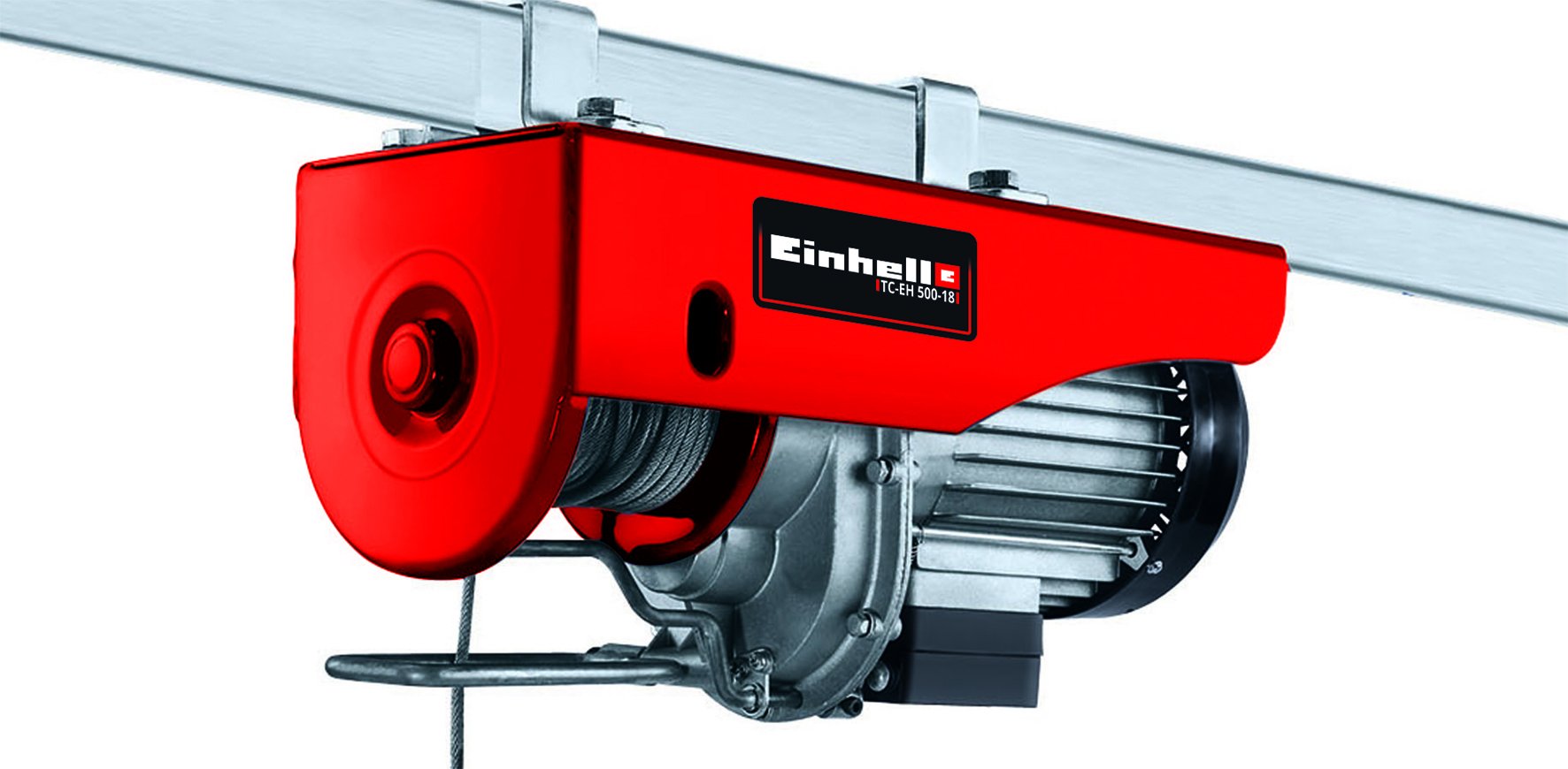 Einhell TC-​EH 500-​18 Argano elettrico (230 V, 50 Hz, 1000 W, portata senza rullo guida 250 kg, portata con rullo guida 500 kg, cavo 18 m)