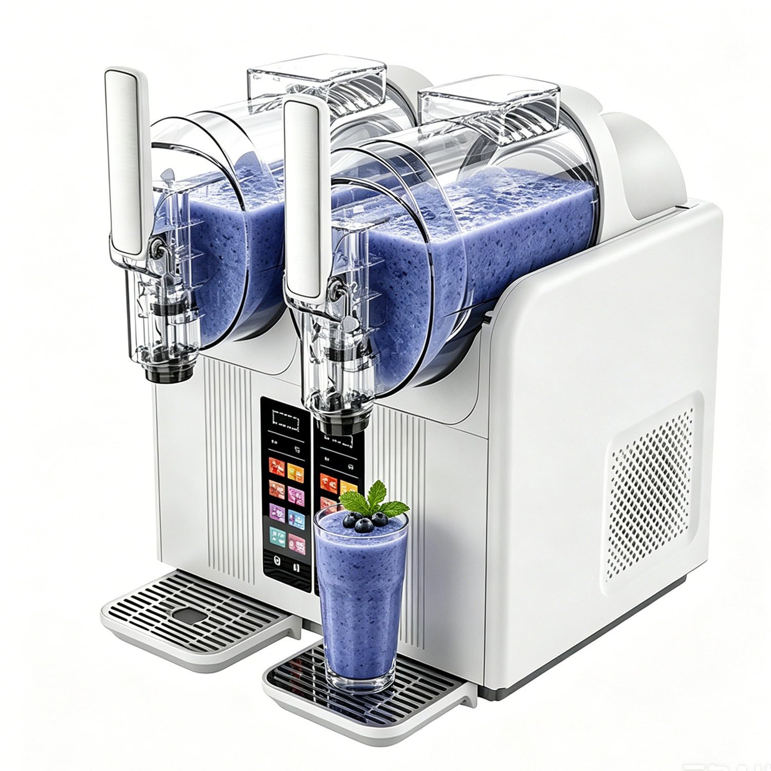 380W Double Tank Slushie Machine, Independent Temp Control White-110V-120V