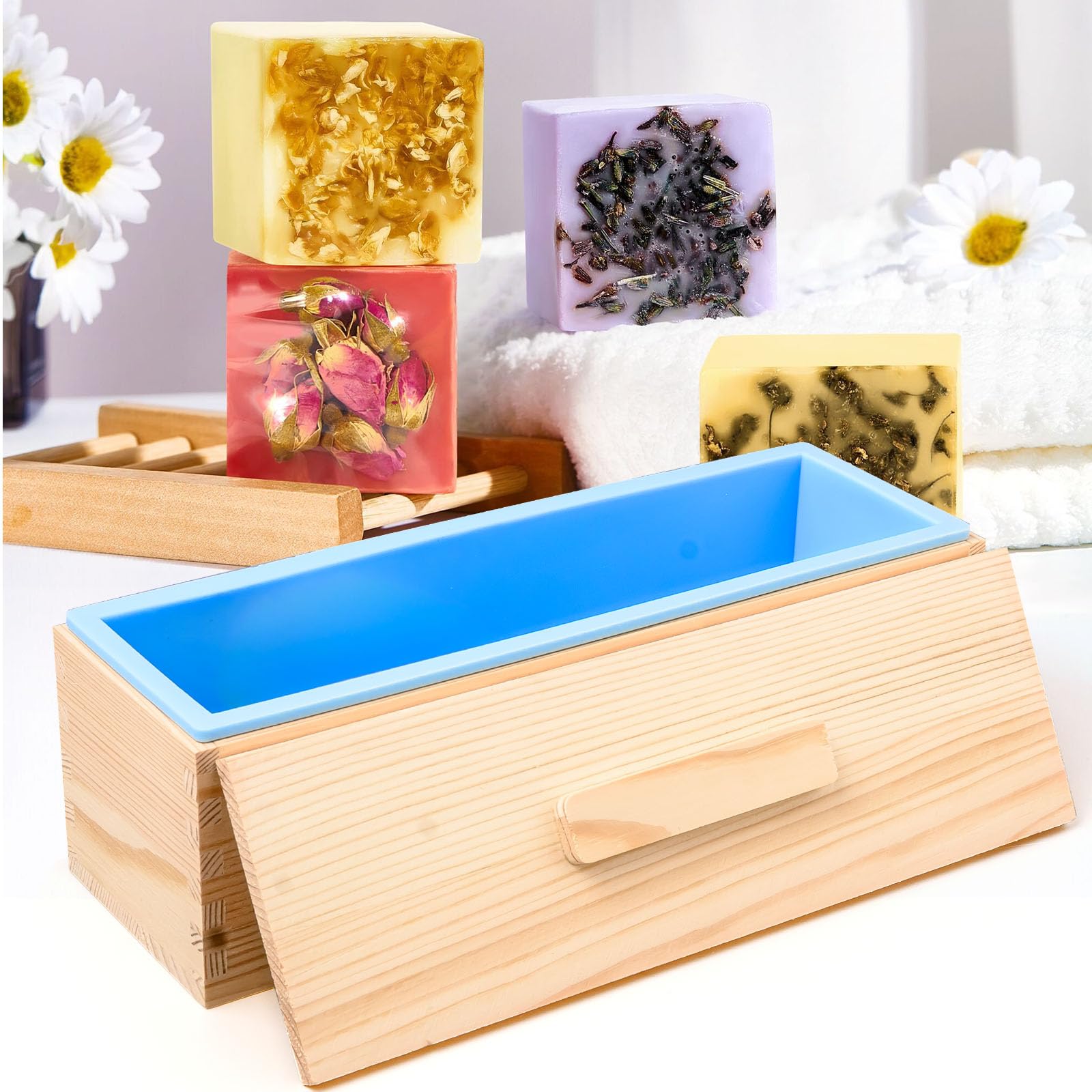 Lot de 4 Moules à Savon Rectangulaires en Silicone 1200 ml