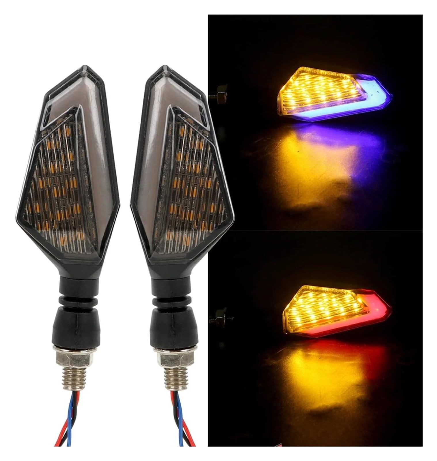 Indicatore Direzione Anteriore 12V 10mm Moto Indicatore di Direzione Luci Lampeggianti(Yellow And Red)