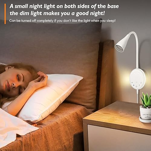 Miniatura 4 de Lámpara LED de Pared Montada para Lectura, Luz de Libro para Leer en la Cama con Control Táctil, 5 Niveles de Atenuación, Salida USB, Función de Luz