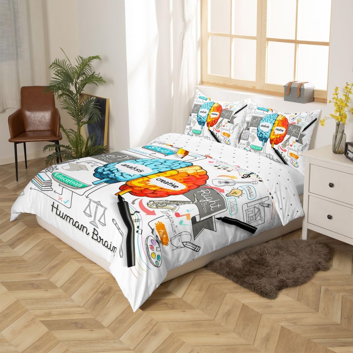 Feelyou Cute Penguin Duvet Cover Polar Animal Pattern Bedding Set Funny Penguins Printed Comforter Cover for Boys Girls Kids Room Decor Winter Blue Nature Bedspread Cover King Size with 2 Pillow Case