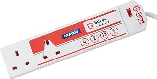 STATUS Multi Plug Extension | 4 Socket Extension Cable | 2m Extension Lead | 13A Surge Protected with Neon Indicator | S4W2MSPS9
