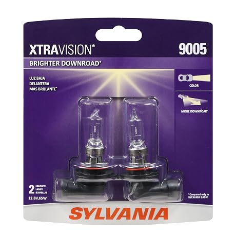 SYLVANIA - 9005 XtraVision Halogen Headlight Bulb - High-Performance Car Headlight - Halogen Light with No Glare - For Automotive - 2 Bulbs