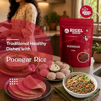 Rigel Spices | Poongar Red Rice (4Lbs) | Ladies special | GLUTEN FREE | AGED 12+ MONTHS | Ancient grain from India