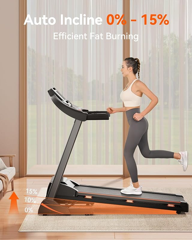 RENESTAR Treadmill for Home with 15% Auto Incline,Foldable Treadmill image 2