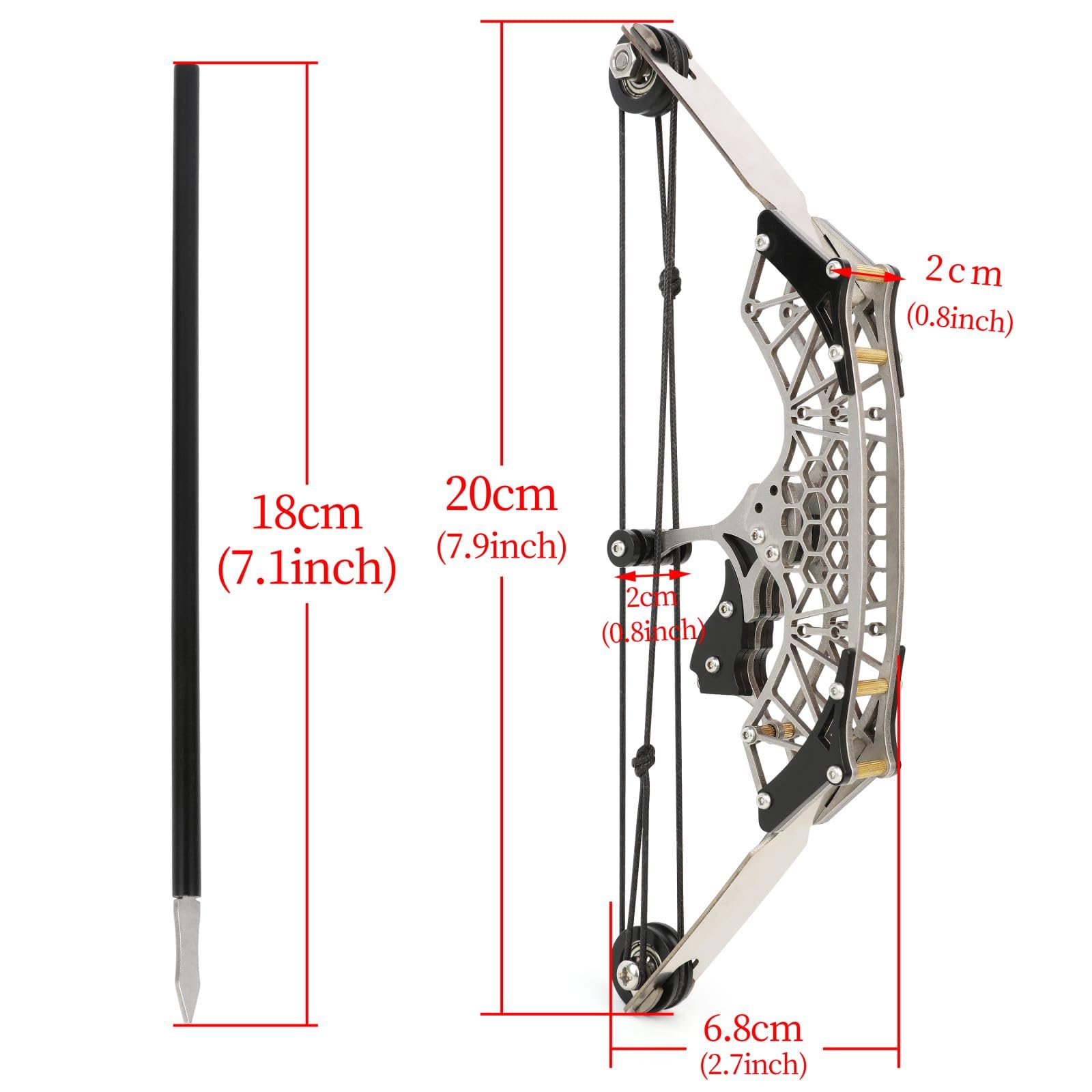 Bogenschießen Mini Compound-Bogen und Pfeil Set Adult Pocket Bow Edelstahl Bogen Set für Rechts- und Linkshänder