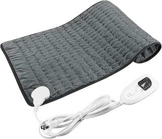 Heating Pad for Back Heat Pad Travel Neck Shoulder Heating Pad Portable with 6 Heating Settings, 4 Timer Adjustments, Led Working Indicator, Gift for Men Women,Grey, 23.6x11.8in