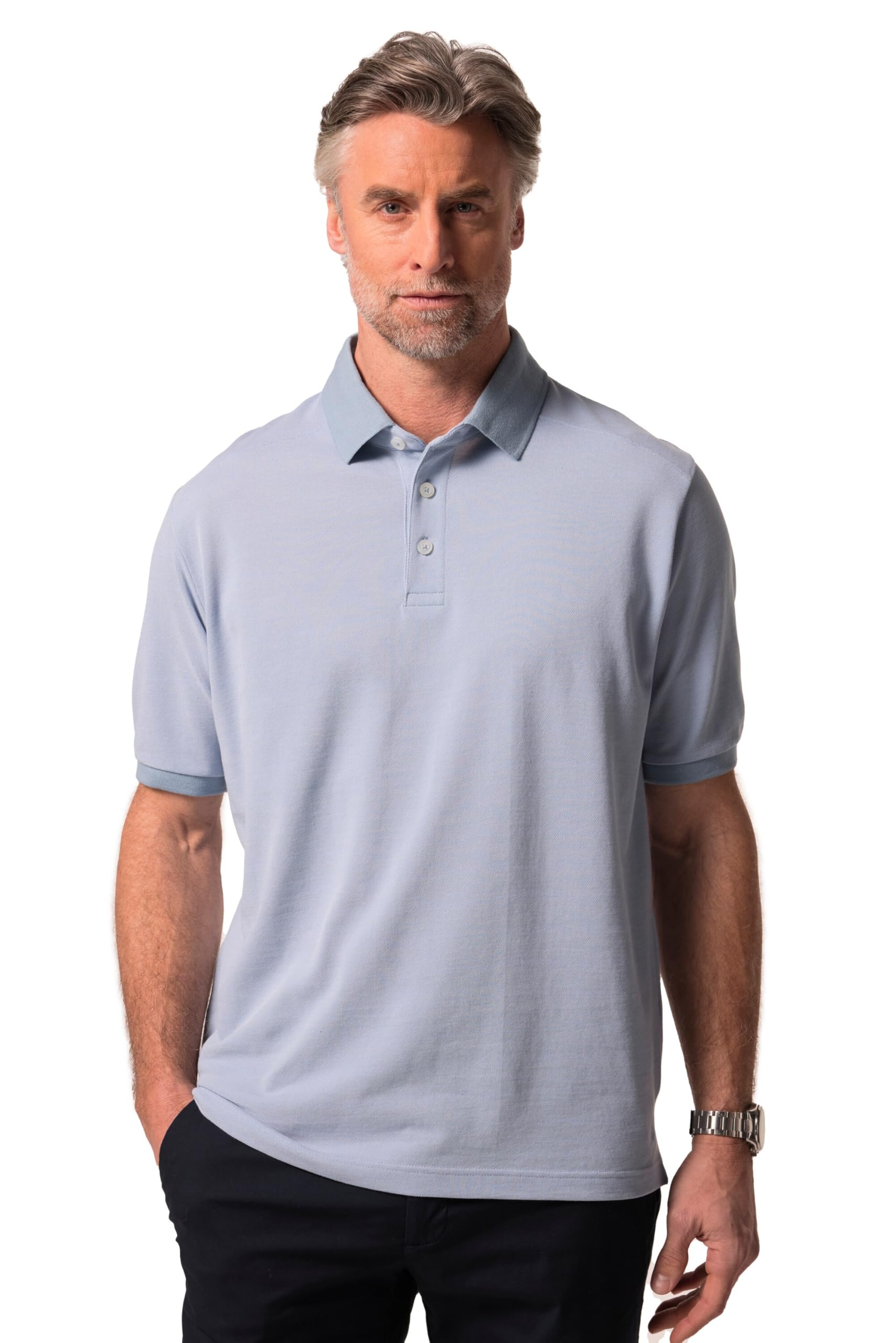 Boston Park Herren große Größen Übergrößen Menswear L-8XL Poloshirt, Halbarm, Twotone-Jersey 839899