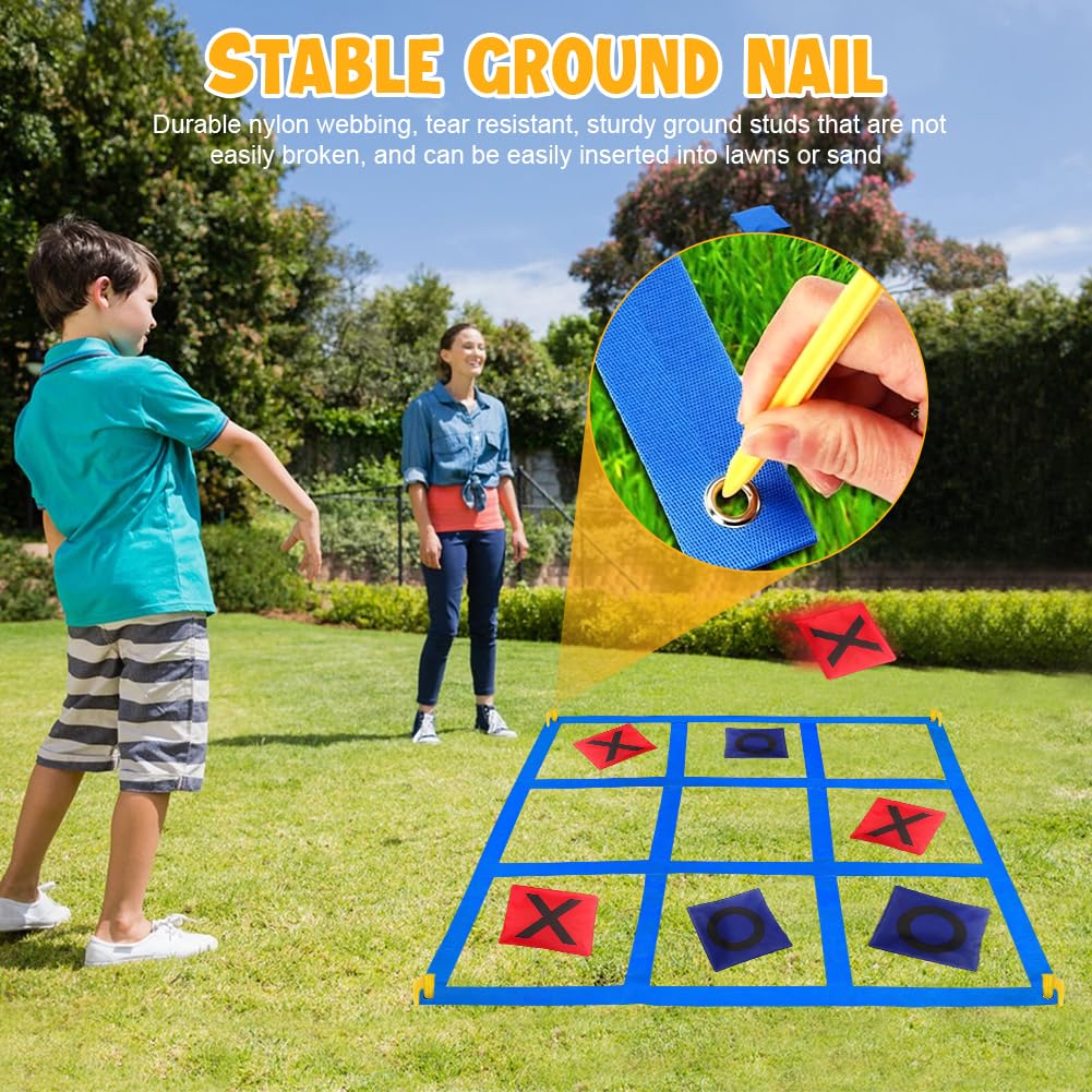 Enorme Tic Tac Toe, juegos de lanzamiento de puf para niños y adultos, juego de juego al aire libre, jardín, playa, camping, fiesta familiar, fiesta en el jardín, cumpleaños infantil