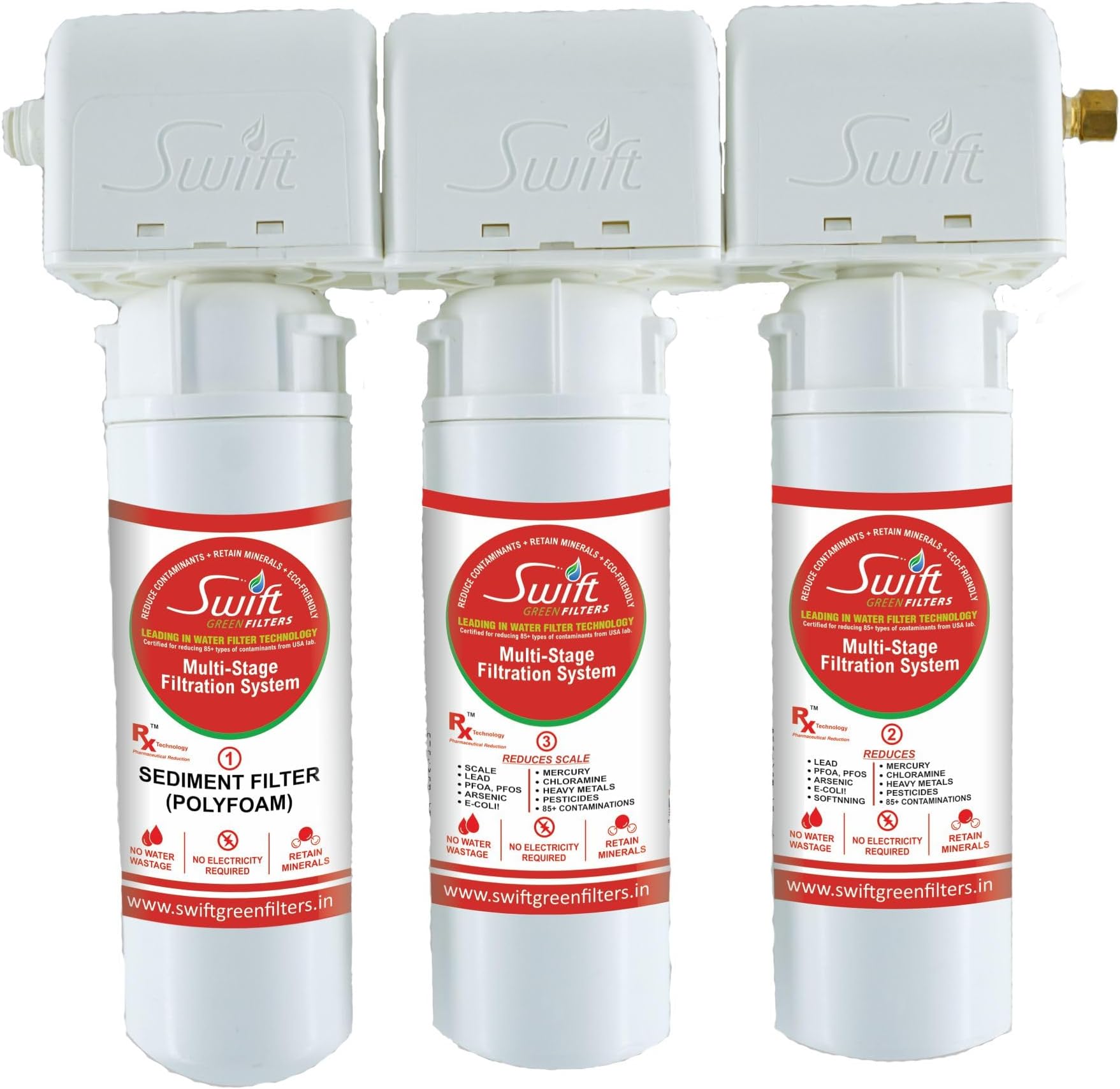 Swift Green Filters Triple Candle 14-Inch Water Softener for Home | Under Sink Purifier | Whole House Water Filter | Multi-Stage Water Treatment System | High-Capacity Filtration