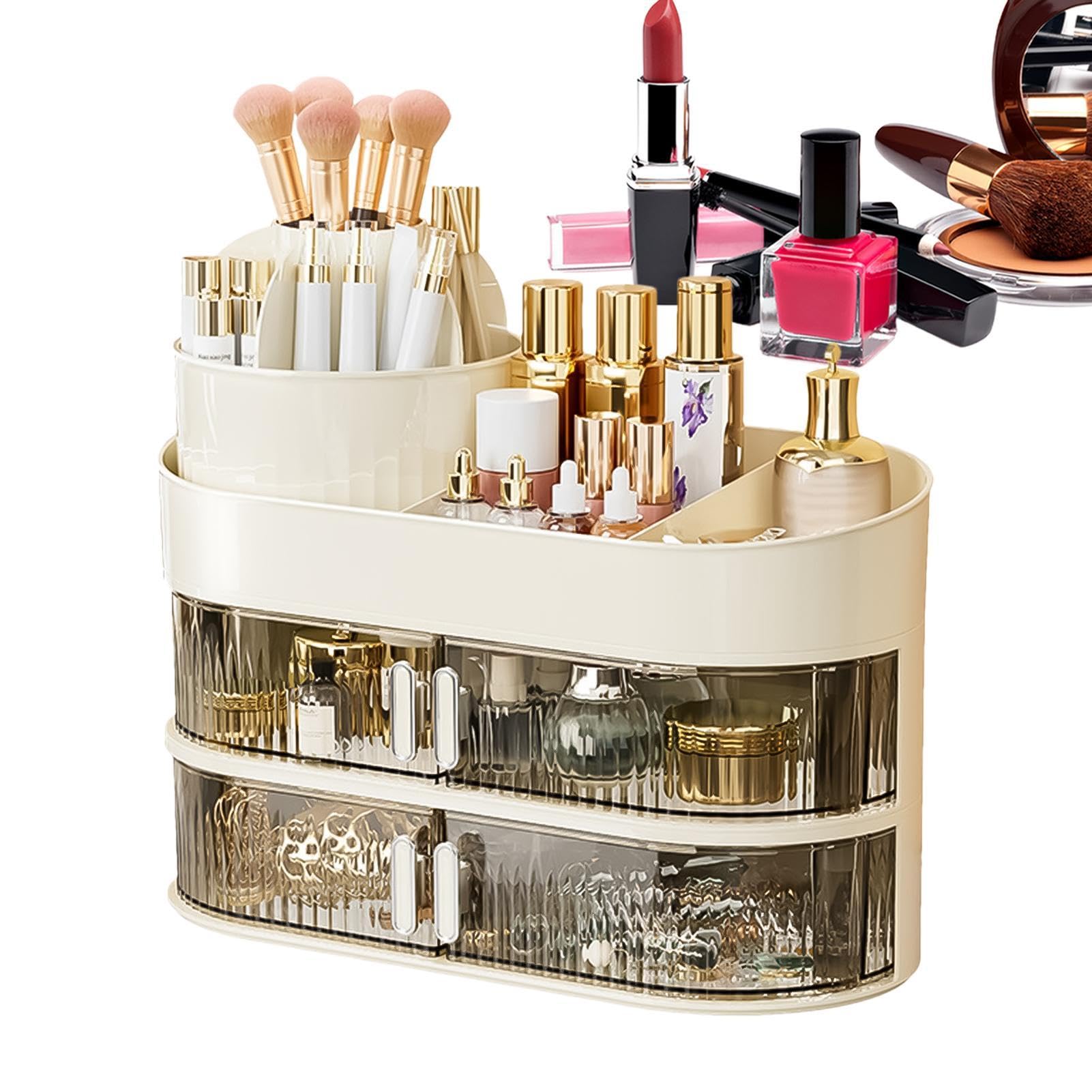 Vitrine cosmétique transparente pour comptoir de maquillage – Baril rotatif multifonction pour l'organisation de la maison pour pinces à cheveux, mascara | rotatif multifonction pour l'organisation de la maison pour pinces à cheveux, mascara