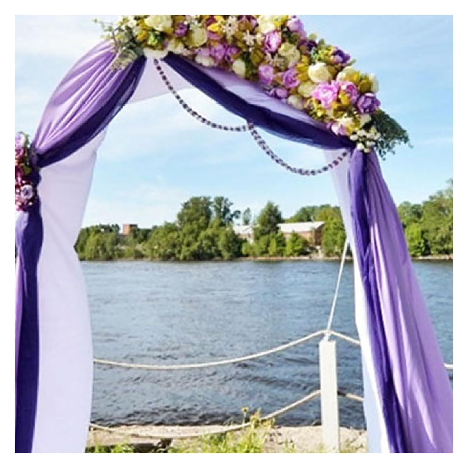 Hochzeitsdekoration, Chiffon-Hochzeitshintergrund, Drapierungsvorhang, Hochzeitsparty-Vorhänge, Bogen-Drape-Panel, Stuhlbezug, Tisch for Hochzeitsdekoration(Purple)
