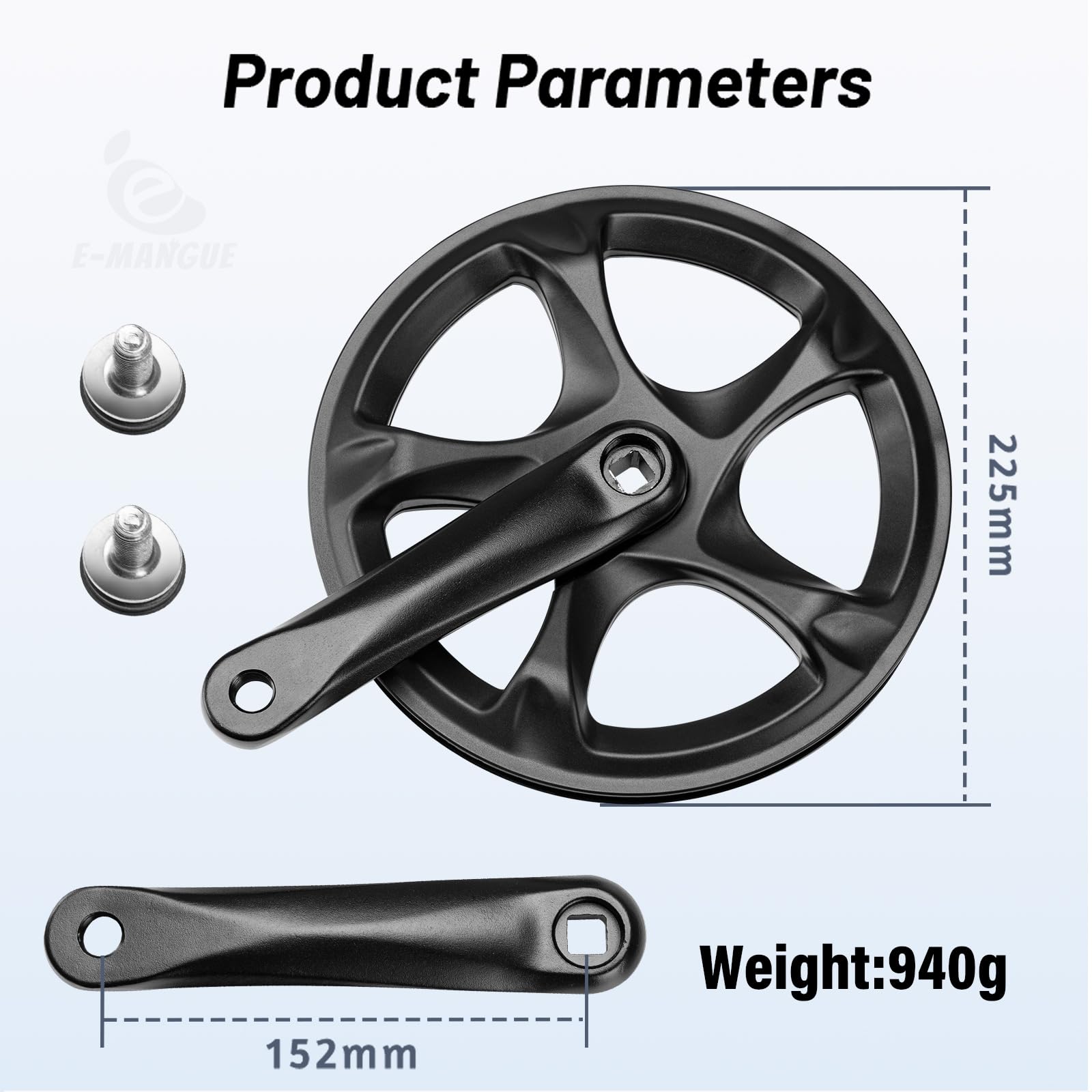 Pédalier de vélo en acier 52T 152 mm en alliage d'aluminium | Plateau de pédalier pour vélo de ville 6/7/8 vitesses, vélo électrique, Fat Bike, pliable Accessoires de vélo