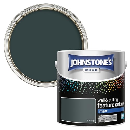 Johnstone's Feature Colours Paint, Ivy Sky, Matt Finish, 35m2 Coverage per Tin, 2.5L, Green - 2.5 l (Pack of 1)