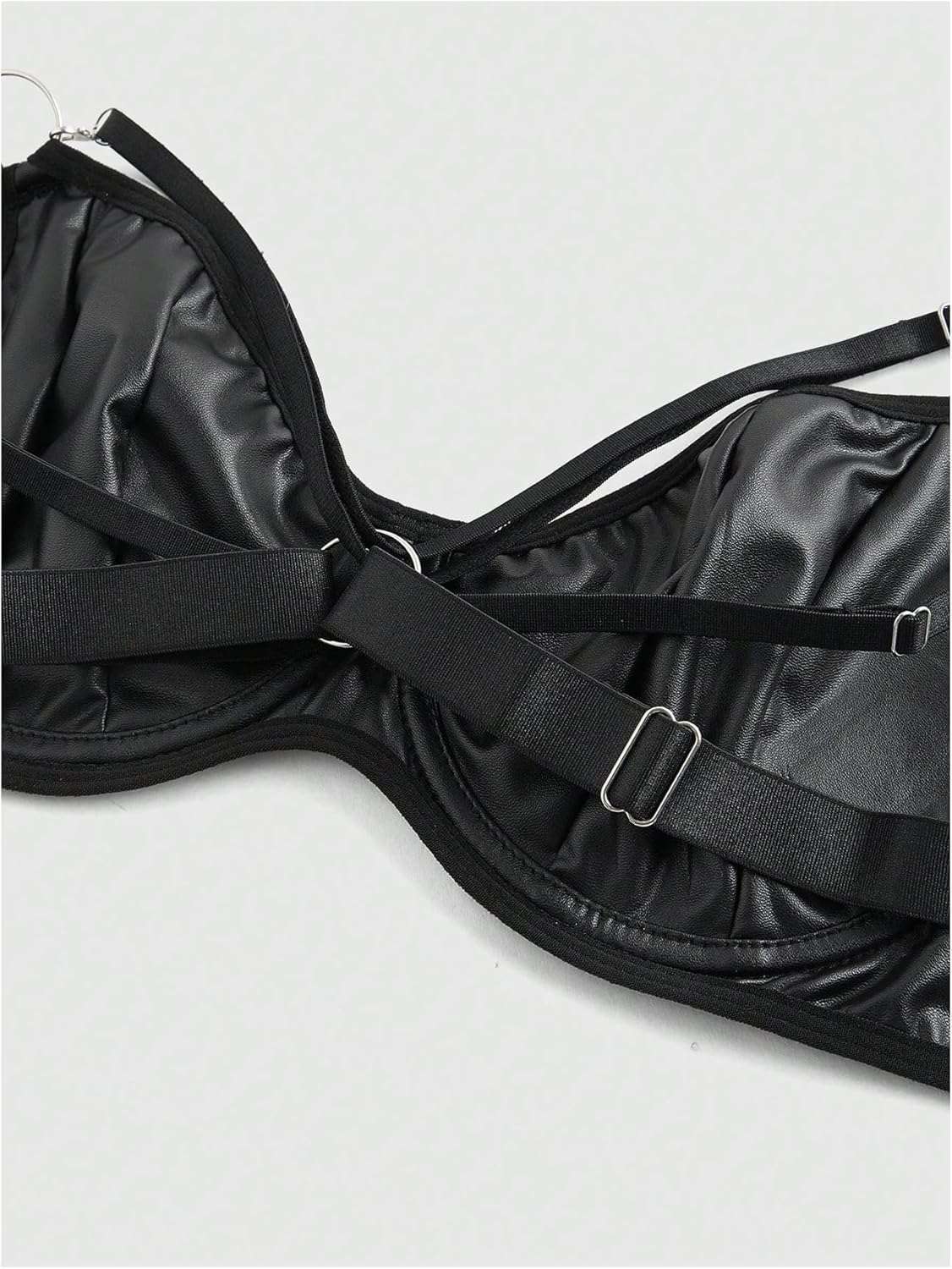 SweatyRocks Women's Grunge Punk Leather Bra Cut Out Push Up Underwire Bras - Image 3