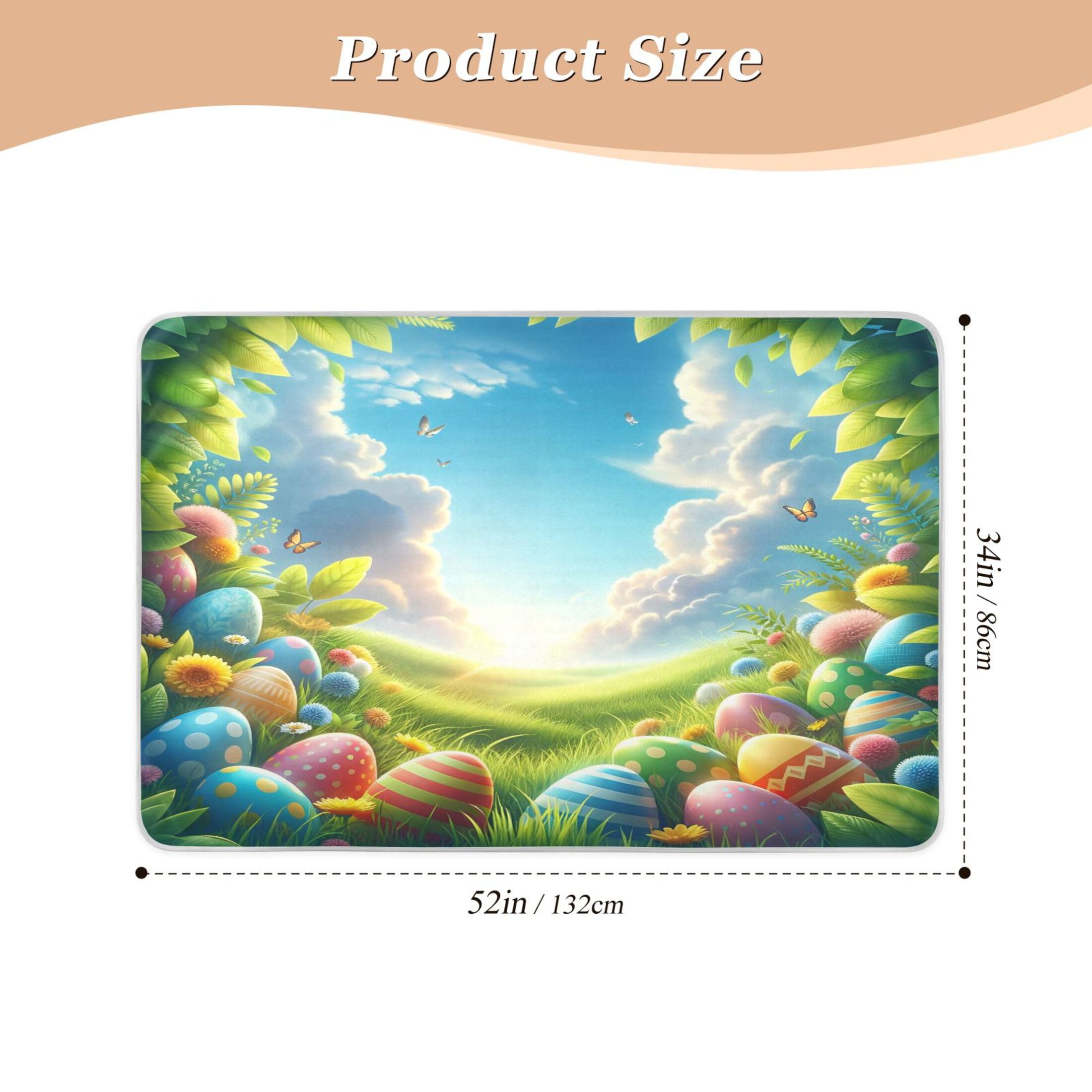 Takiito Easter Eggs Bed Pad Reusable Bed Underpad Washable Waterproof Leak-Proof Quick Dry Incontinence Pee Pad for Toddlers Kids Adults Pets 34x52 in