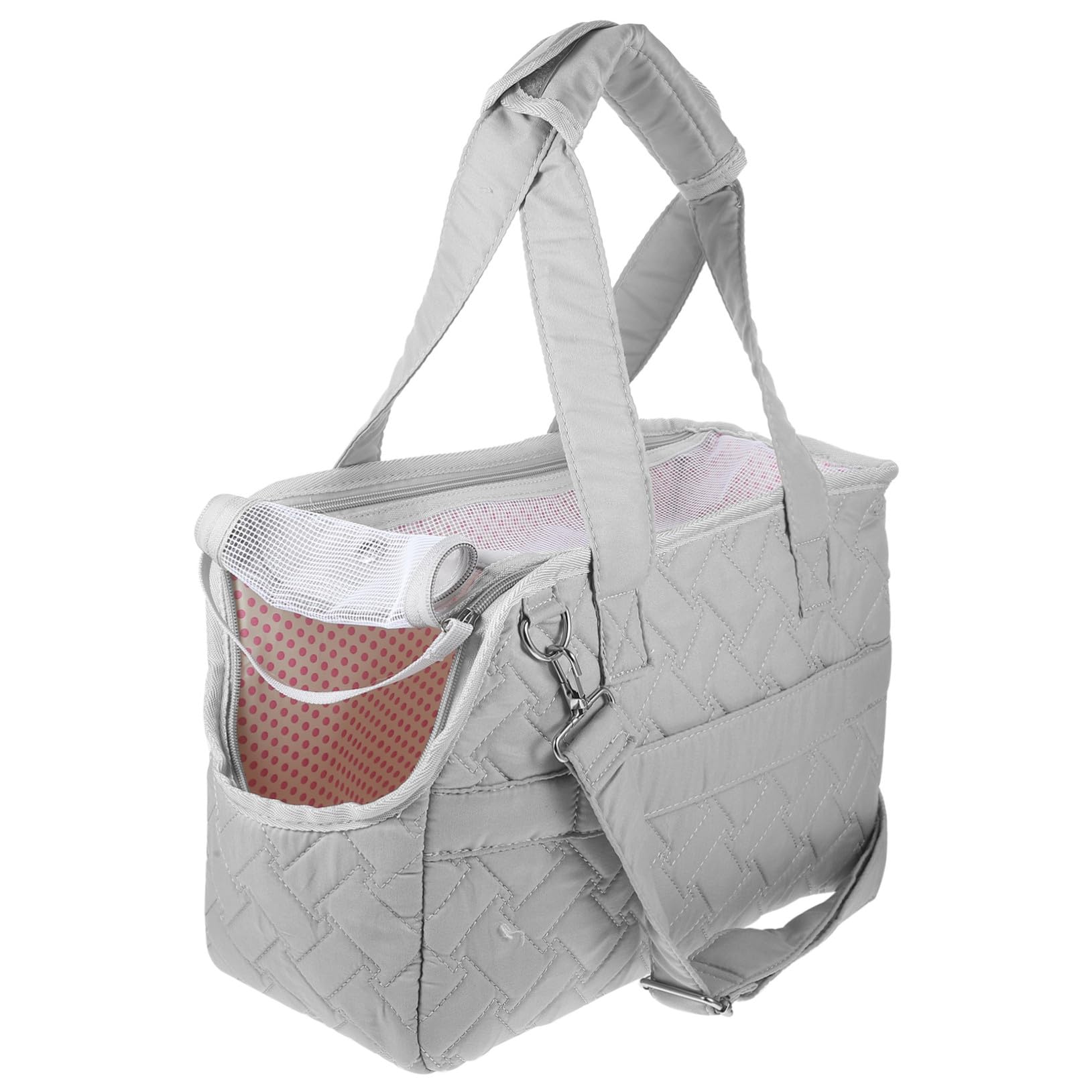 Sac de transport pour chiots en toile argentée idéal pour la randonnée