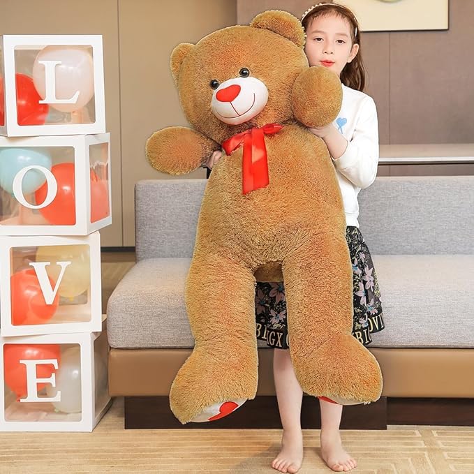 Oso de Peluche Gigante Marrón 110 cm con Corazón Rojo miniatura 6