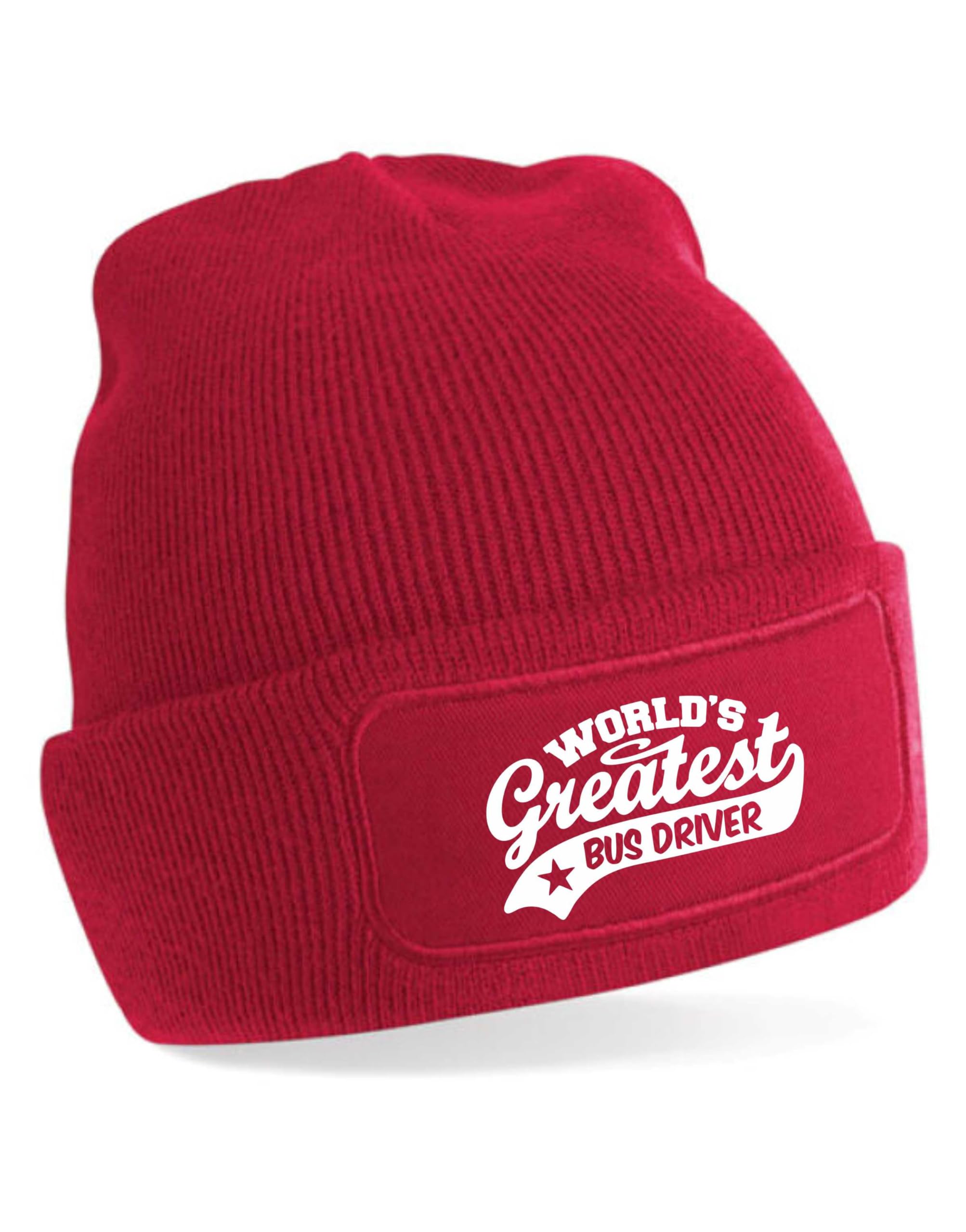 Print4u Women's Red Beanie Hat Greatest Bus Driver Gift For Her Gift For Him Birthday