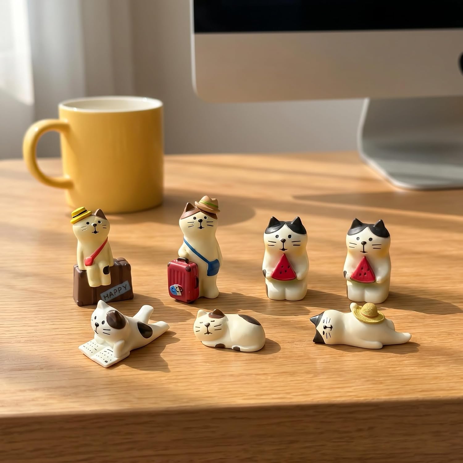 6-Piece Whimsical Decor cat Figurines for cat Lovers - Miniature Garden Figurines Set, Cute Desk Accessories，Small Office Decor & Home Decoration