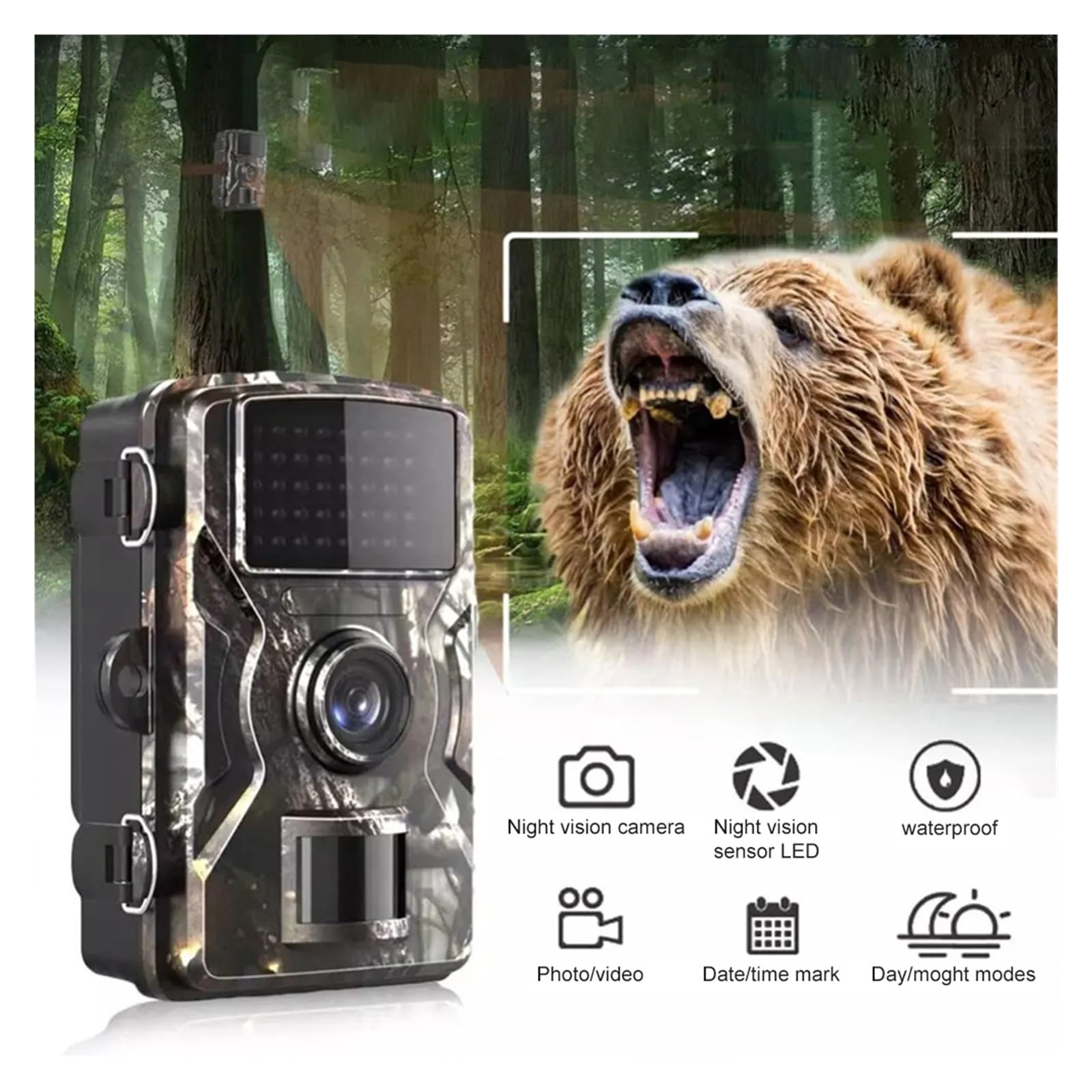 128 GB Kamera Obserwacyjna Myśliwska Dzikiej Przyrody Noktowizor Aktywowana Ruchem Zewnętrzna Leśna Spust Do Obserwacji(Camera With 32GB TF)