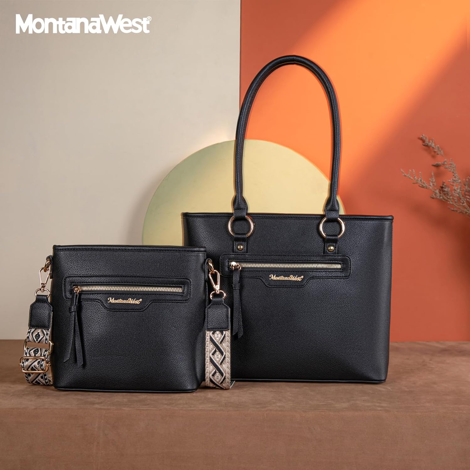 Montana West 2Pcs Handbags Sets for Women Large Tote Bags Cute Crossbody Purses