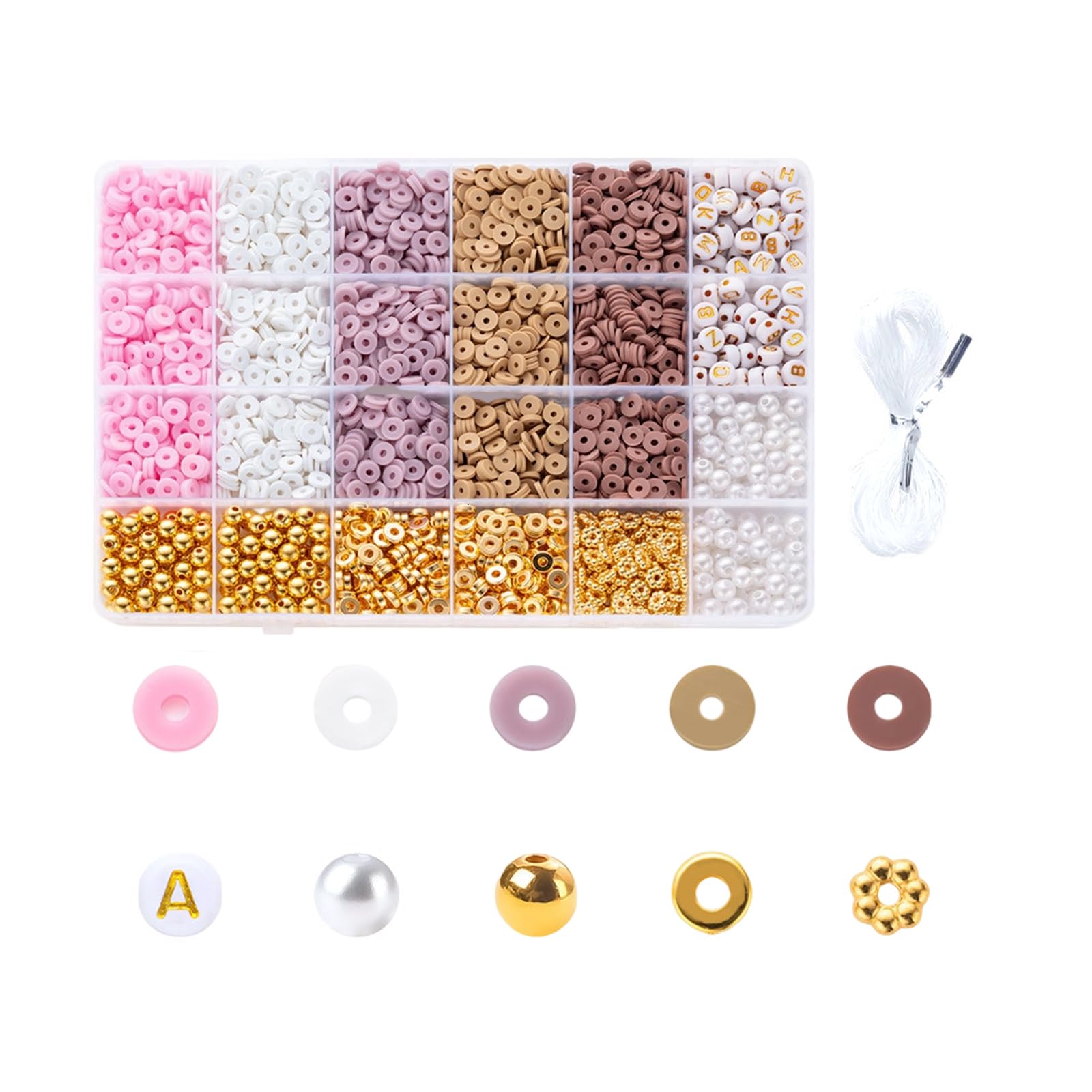 Tsophreniq Clay Beads Round Spacer Beads Set Colourful Craft Jewelry for Bracelets Making Colourful