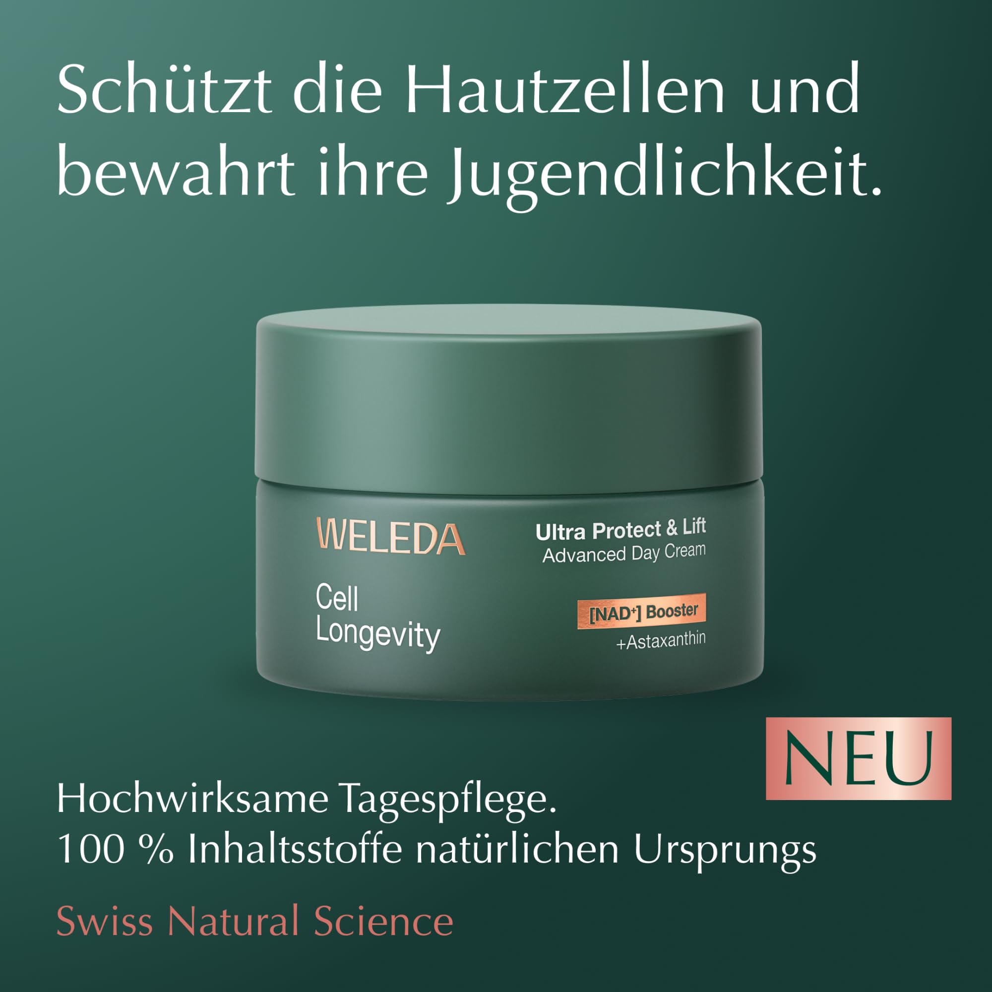 WELEDA Cell Longevity Ultra Protect & Lift Advanced Day Cream - Tagespflege Creme mit [NAD⁺] Booster & Astaxanthin strafft die Haut & schützt vor Hautalterung (Naturkosmetik, vegan, 50ml)