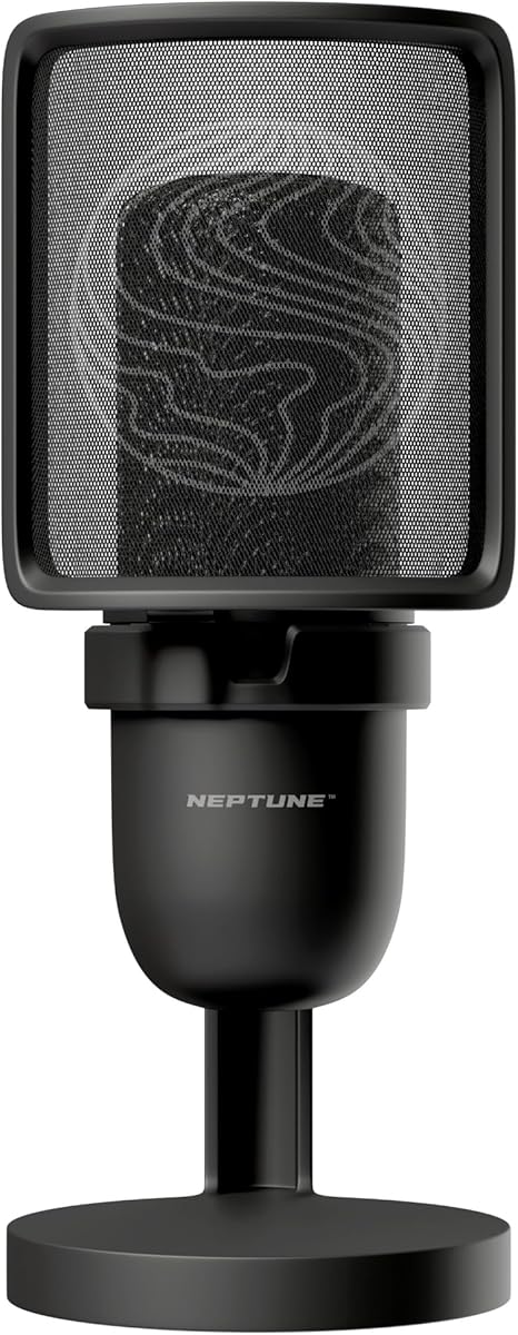 Neptune Sonus Gaming Microphone | Streaming Mic with Pop Filter for Vocal Clarity | Desktop Microphone for Streaming, Gaming, Recording, & Podcast | Microphone for PC with Type-C to USB Cable (Black)