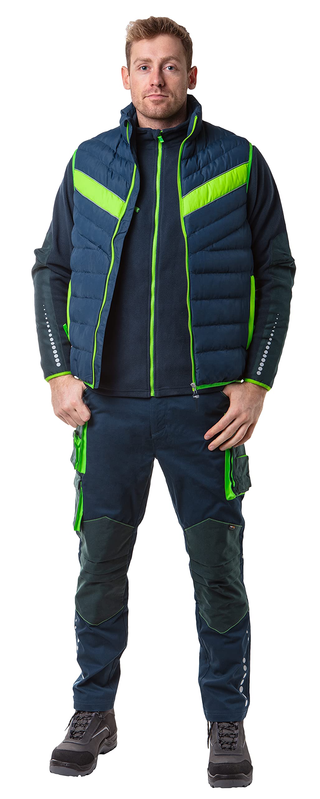 NEO TOOLS Veste de travail en polaire premium pour hommes, (taille S-3XL) 300 g/m² | ou ensemble avec pantalon de travail et t-shirt | Éléments réfléchissants, vêtements durables