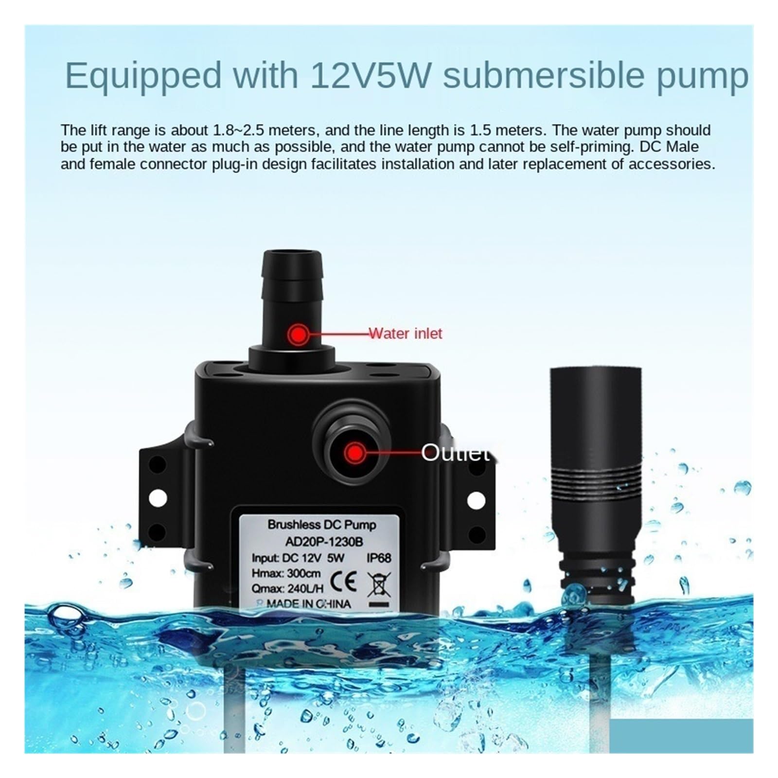 Bomba de Agua Solar, Bomba de agua Solar 12V filtro hidropónico aireación pecera rocalla bombeo de agua bomba sumergible estanque fuente al aire libre(6v3w set)
