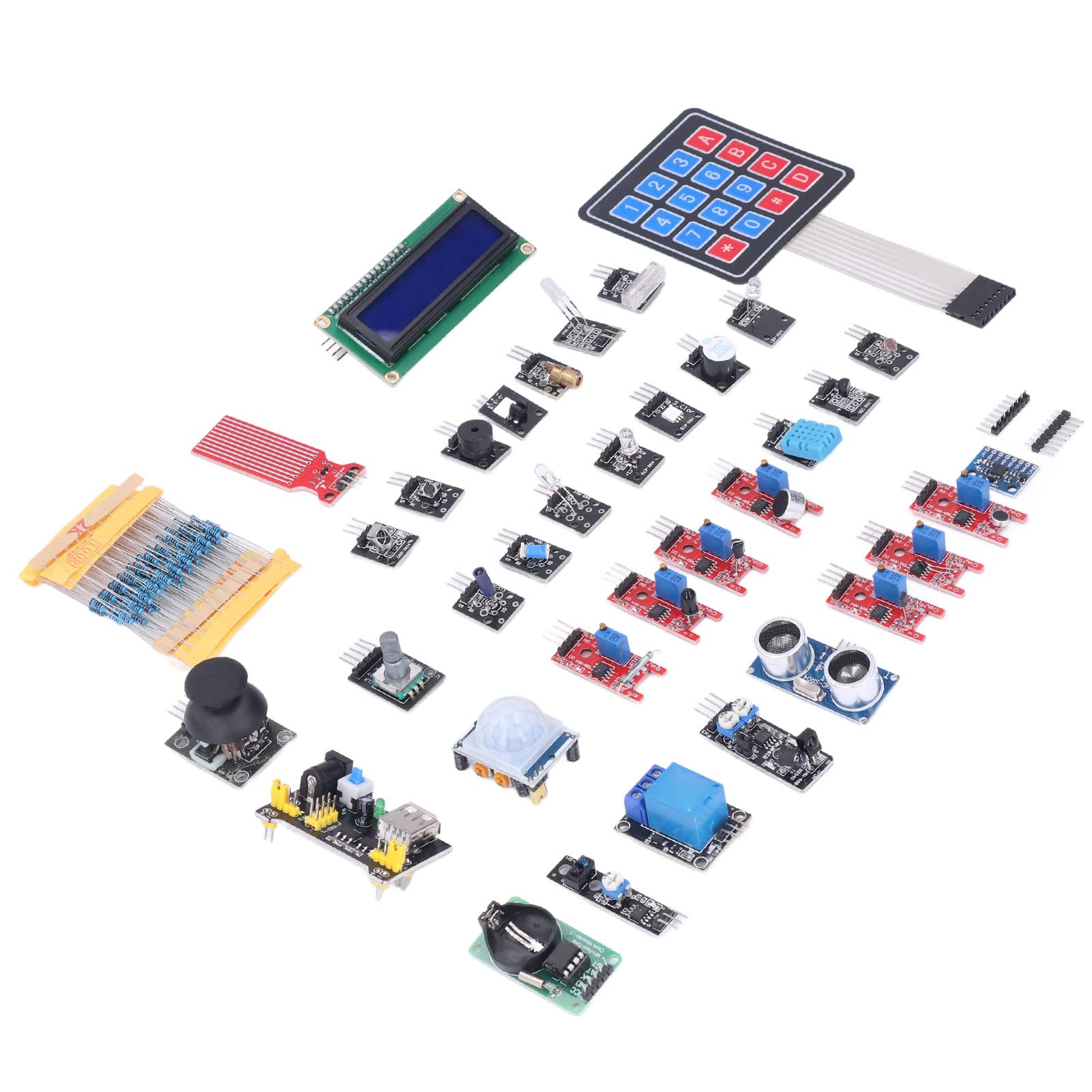 Kit de componentes electrónicos de módulo de Sensor de 37 Piezas con Resistencia de 100 Piezas práctico para usuarios de RPI