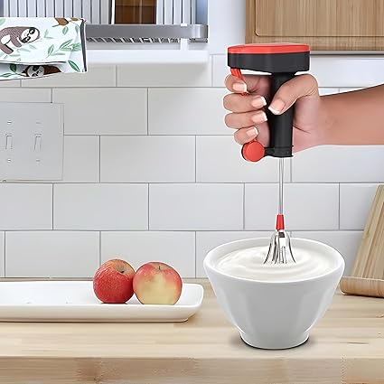 Hand Blender with Stainless Steel Whisk, Red and Black, 20 cm Bowl Included